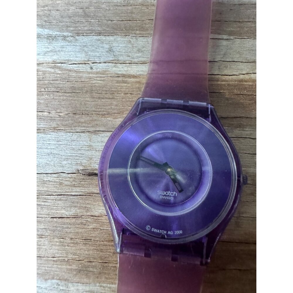 Swatch Watch Purple Jelly SFV101 Unisex Transparent Swiss Skin 200s Quartz 34mm - Picture 5 of 7